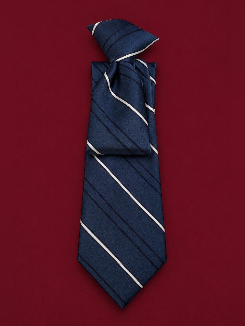 3/$30 Vtg SEARS 1980s Blue and White Striped Slim Clip-on Tie